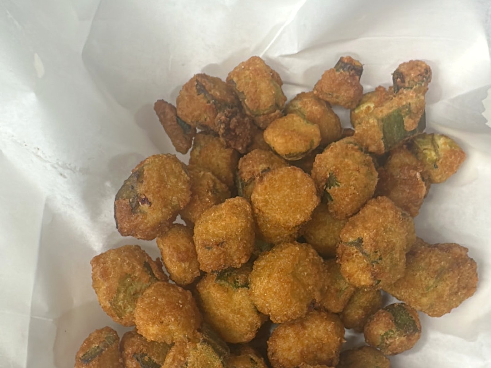 Crispy cornmeal-breaded fried okra